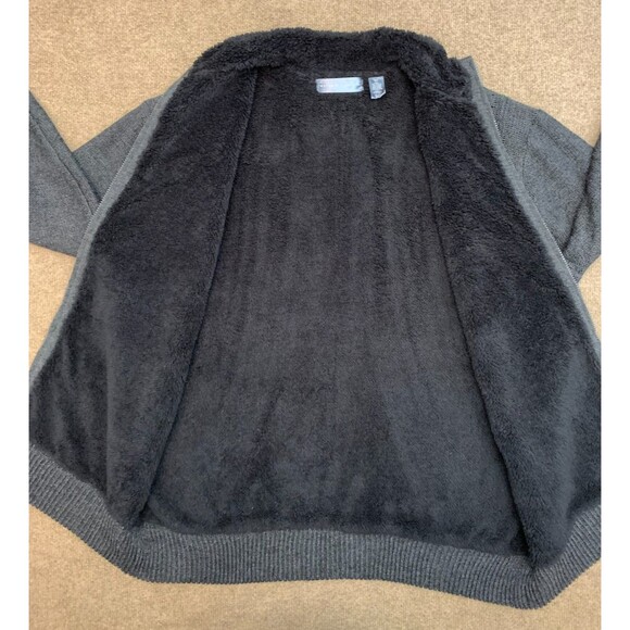 Oscar de la Renta Sweater Jacket Mens XLT Faux Shearling Lined Cable Knit Zip-Up - Picture 3 of 9